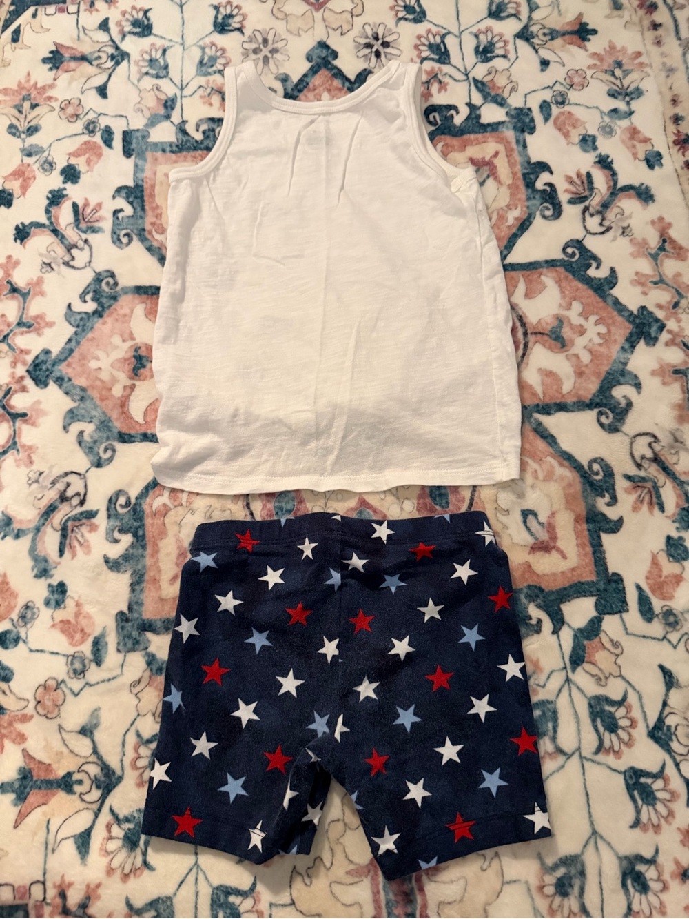 Carter's White Tank Top and Old Navy Stars shorts